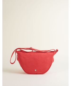 Bolsa Pequena Tecido Meia Lua Vermelho