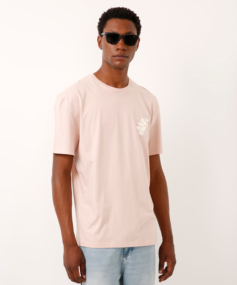 camiseta relaxed de algodão abundance is a mindset rosa
