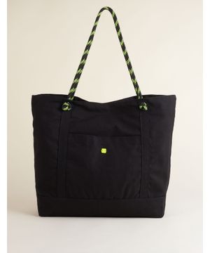 Bolsa Grande Tecido Alça Cadarço  Preto