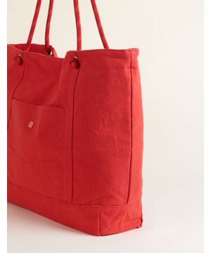 Bolsa Grande Tecido Alça Cadarço  Vermelho