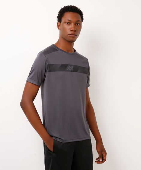 camiseta com faixa esportiva cinza