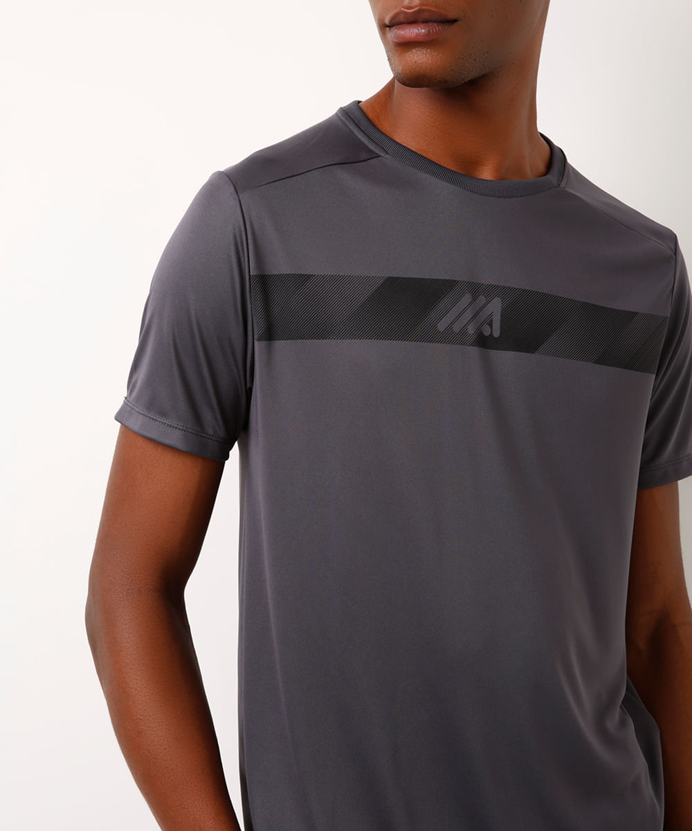 camiseta com faixa esportiva ace cinza