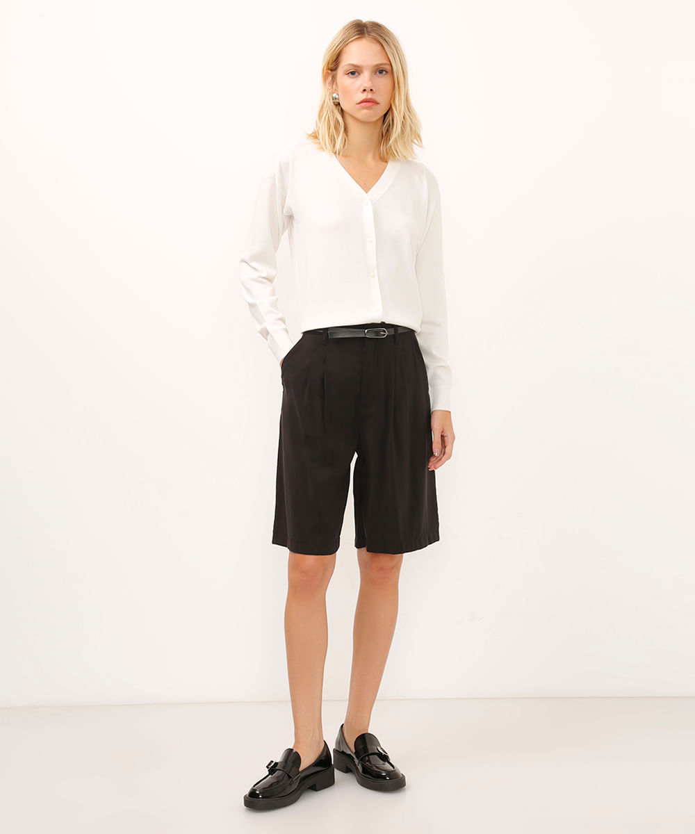 cardigan de tricot canelado off white