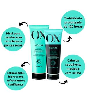 kit OX cosméticos micelar duo shampoo e condicionador