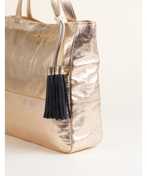 Bolsa Grande Couro Barbicacho Ouro Light