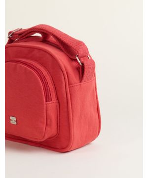 Bolsa Pequena Lona Arredondada Vermelho