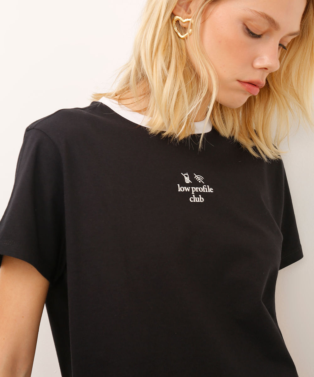 camiseta de algodão low profile club preta