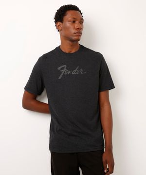 camiseta comfort de algodão fender preta