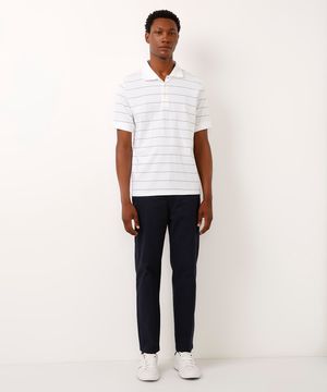 calça de sarja slim azul marinho