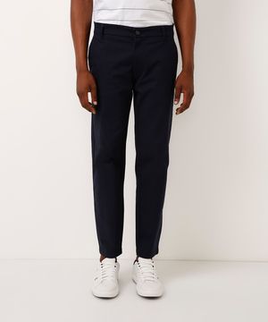 calça de sarja slim azul marinho