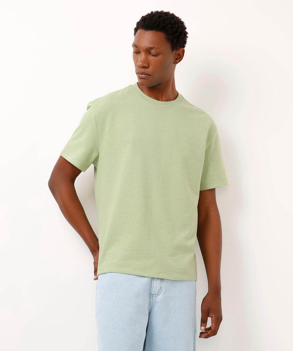camiseta de moletinho texturizada verde