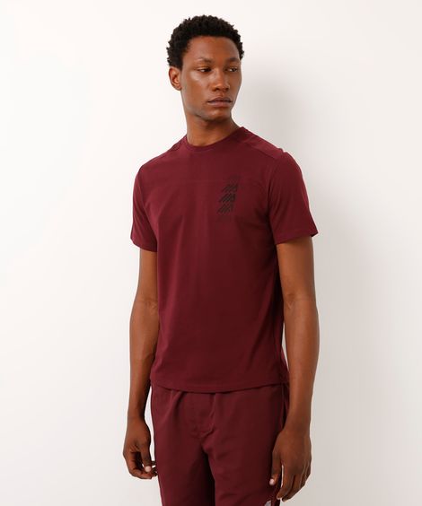 camiseta esportiva de algodão raglan vinho