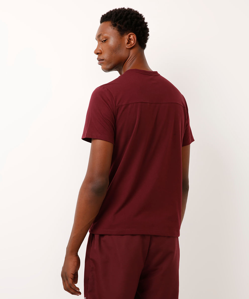 camiseta esportiva de algodão raglan vinho
