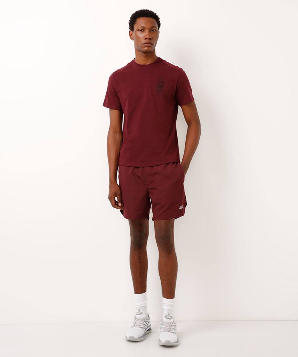 camiseta esportiva de algodão raglan vinho