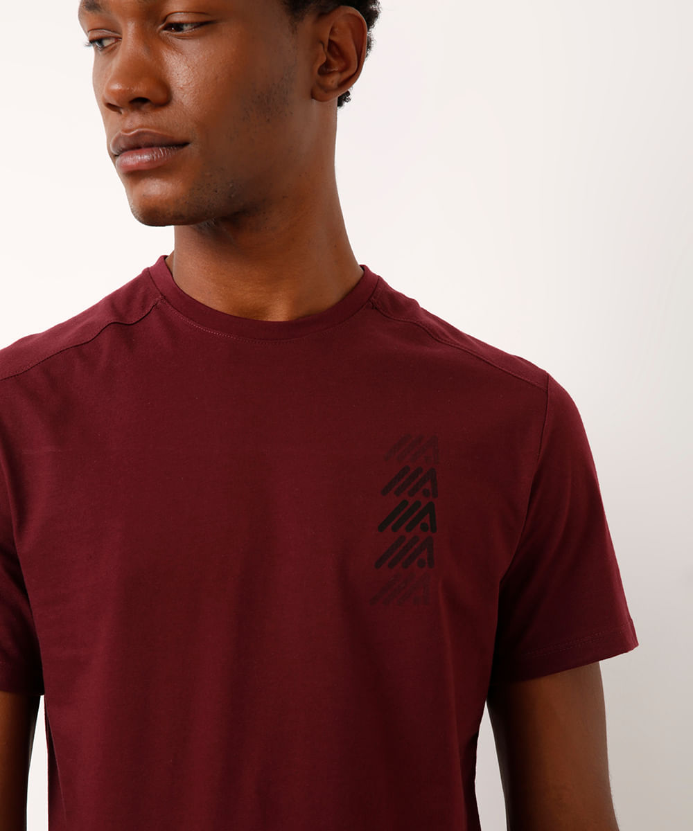 camiseta esportiva de algodão raglan vinho