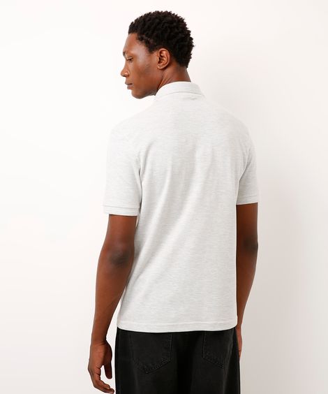polo básica tradicional piquet com bolso cinza