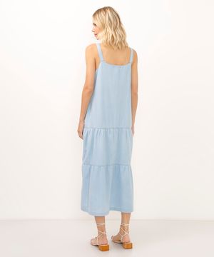 vestido jeans midi três marias azul