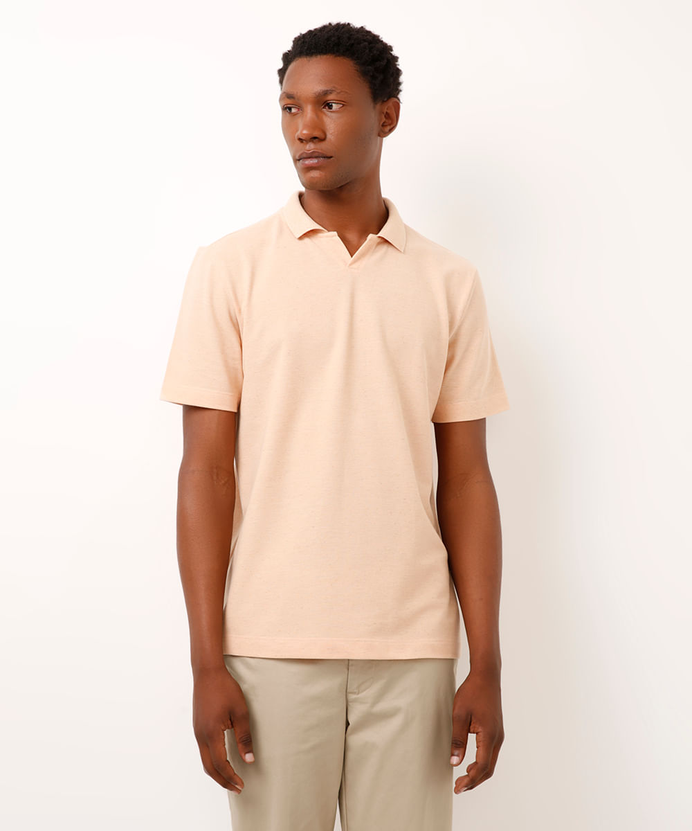 polo comfort com linho laranja