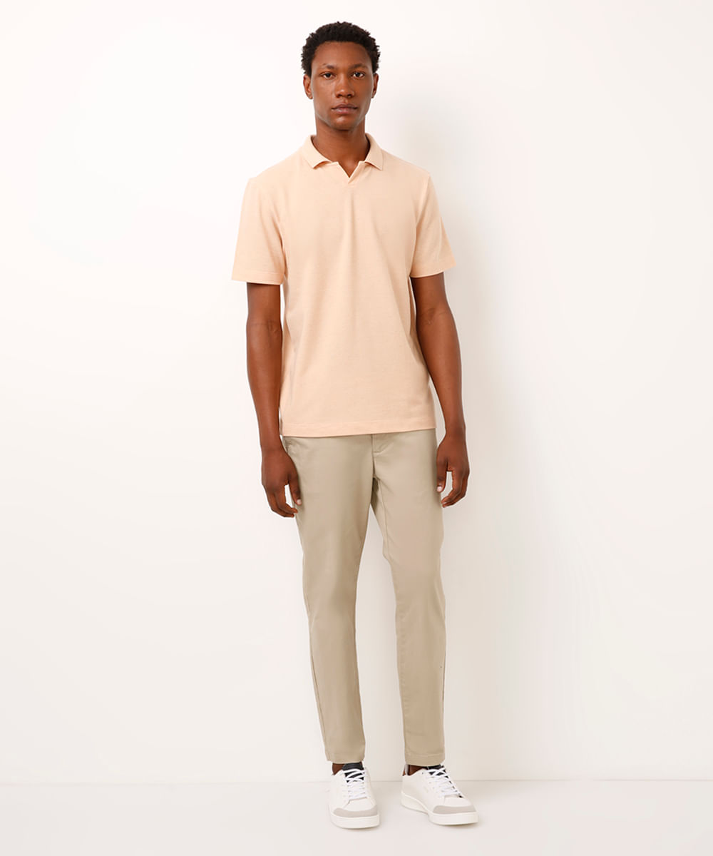 polo comfort com linho laranja