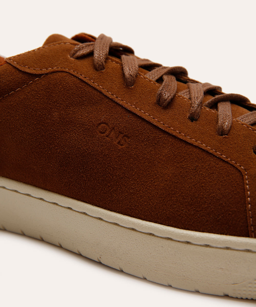 sapatênis de suede com recortes oneself marrom