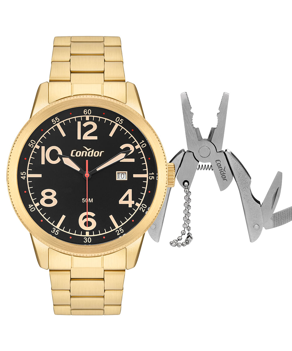 relógio analógico condor CO2115MXD dourado