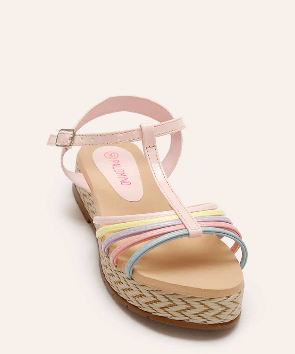rasteirinha infantil flatform com tiras bege
