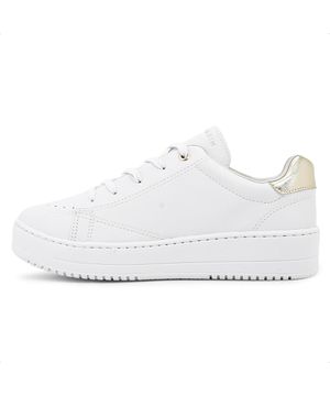 Tênis Ramarim Bicolor Caixa Alta Feminino + 3 Pares de Meias Branco e Dourado