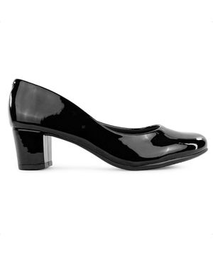 Scarpin Beira Rio Casual Salto Bloco Verniz Feminino Preto