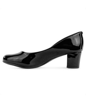 Scarpin Beira Rio Casual Salto Bloco Verniz Feminino Preto