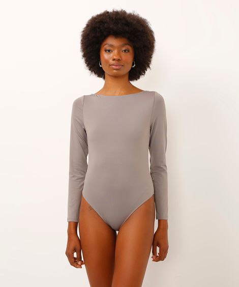 body decote canoa manga longa cinza