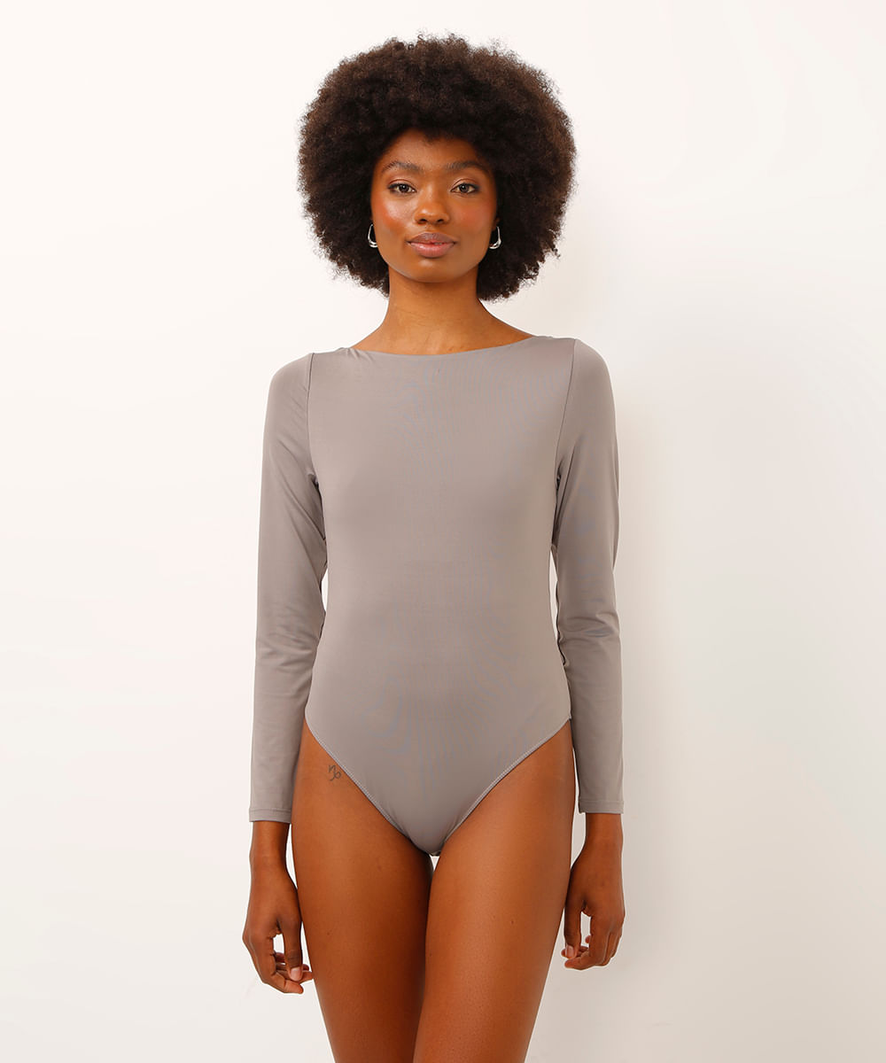 body decote canoa manga longa cinza