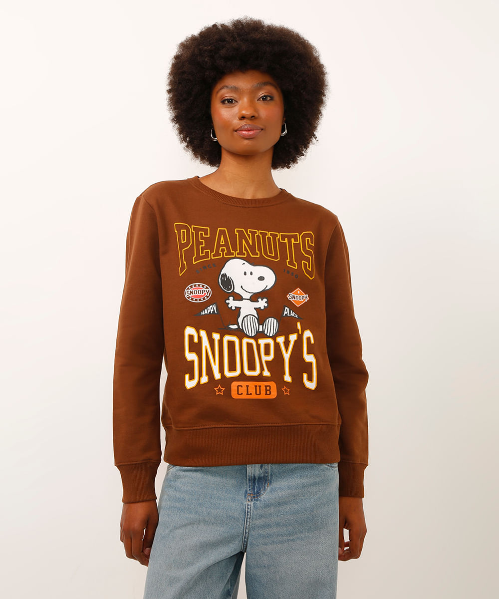 blusão de moletom snoopy marrom