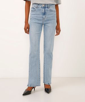 calça jeans reta cintura super alta azul