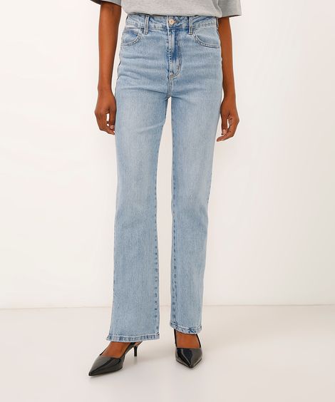 calça jeans reta cintura super alta azul