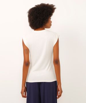 blusa muscle tee de viscose canelada off white