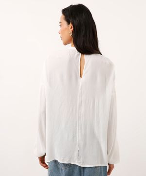 blusa texturizada com tricot manga longa off white