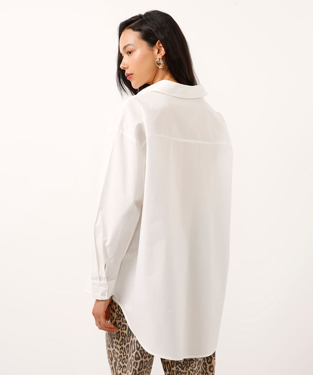 camisa de algodão oversized off white