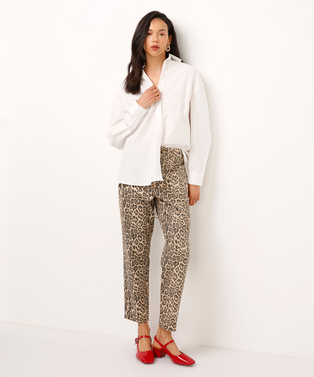 camisa de algodão oversized off white