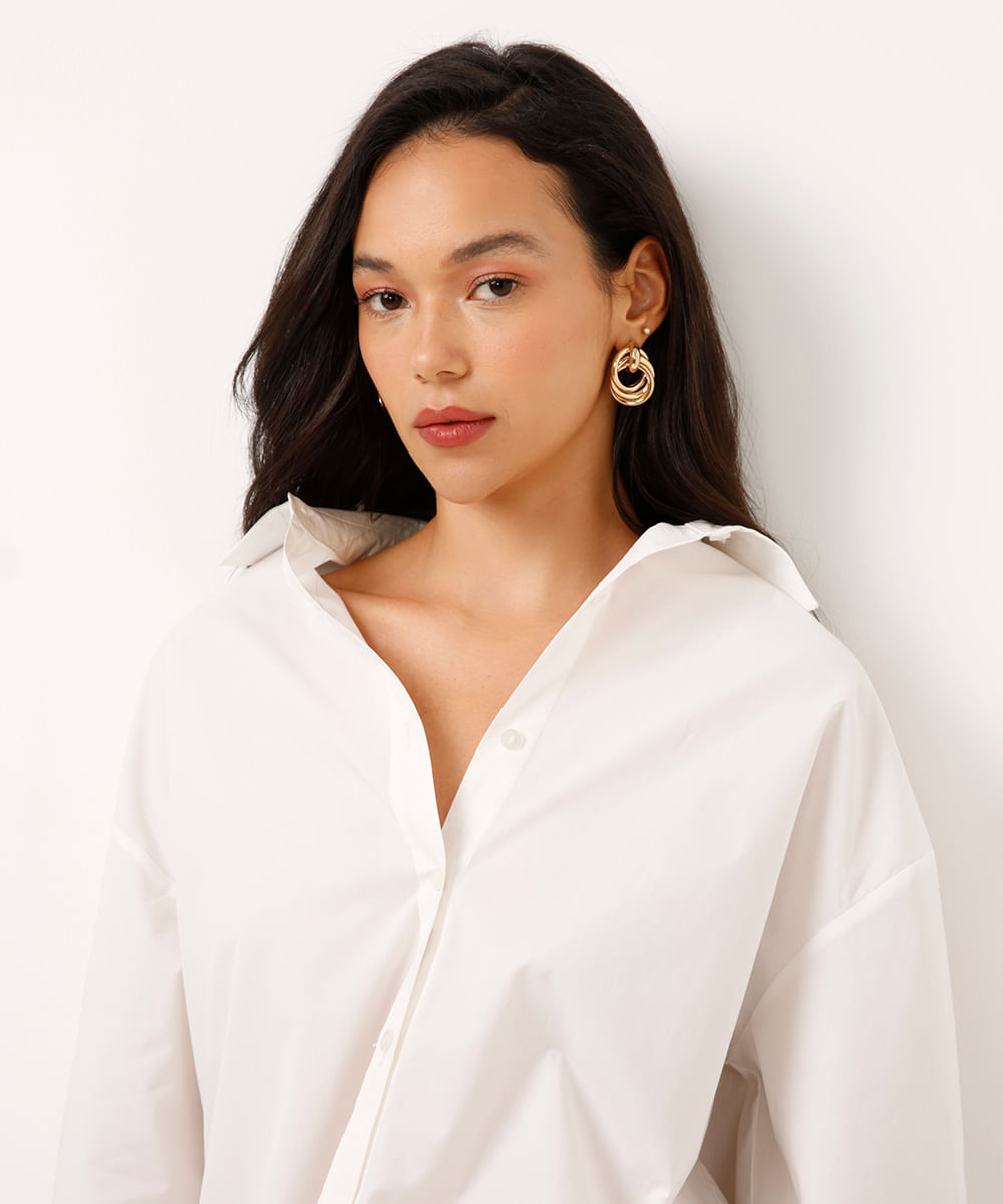 camisa de algodão oversized off white