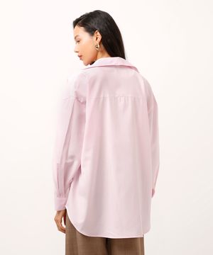 camisa oversized de algodão rosa