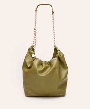 bolsa shoulder slouchy com alça corrente verde