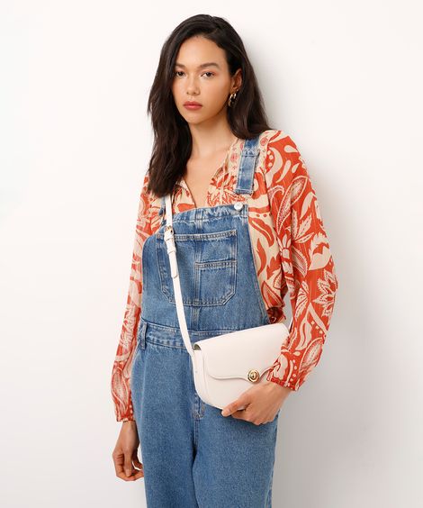bolsa tira colo com fecho de metal off white