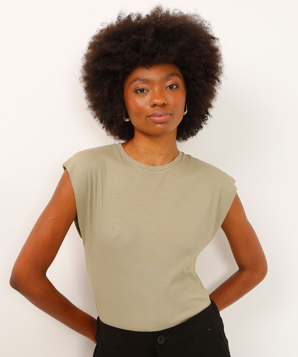 blusa muscle tee de viscose canelada verde