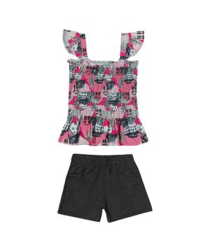 Conjunto Infantil Feminino Blusa + Short Nanai Rosa