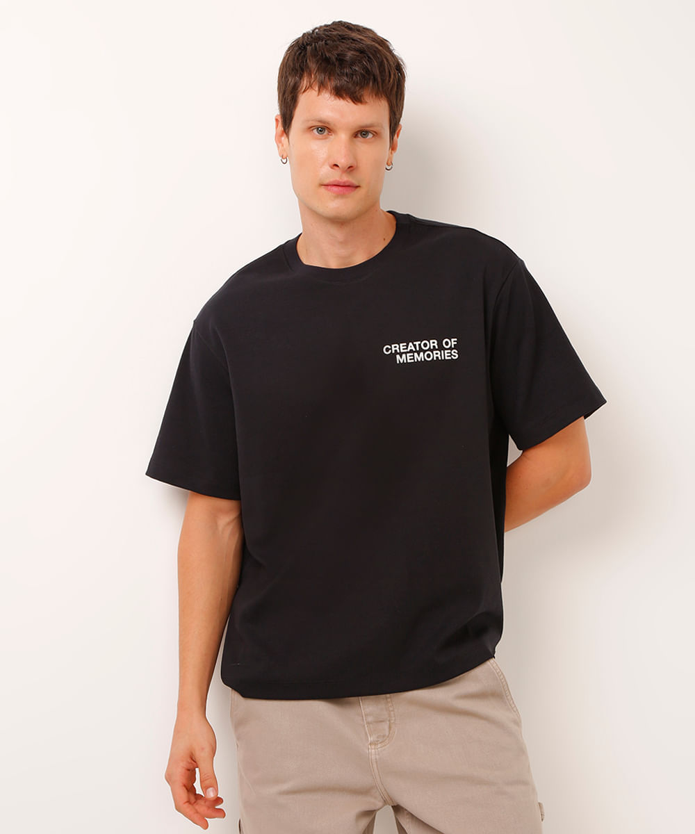 camiseta de moletinho creator of memories preta