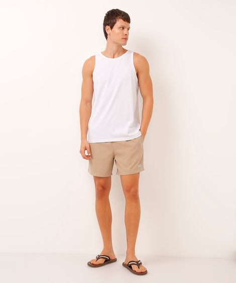 bermuda de suede com bolsos bege