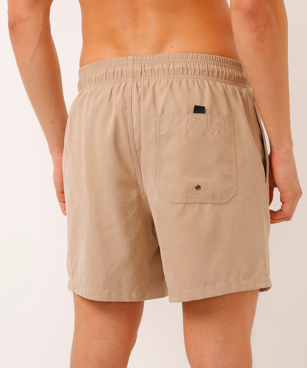 bermuda de suede com bolsos bege