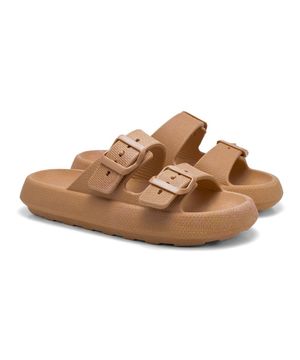 Chinelo Feminino Nuvem Slide Confortável Birken Fivela Marrom