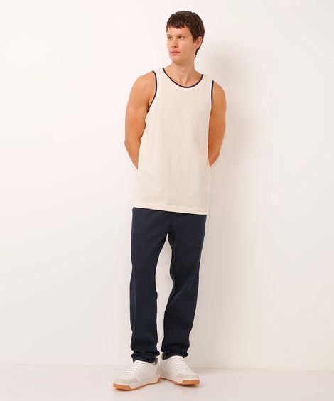 calça jogger de linho com bolso azul