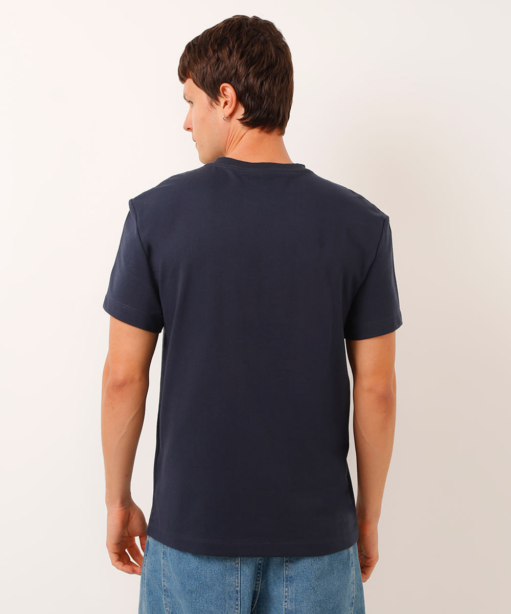 camiseta de algodão manga curta worldwide azul